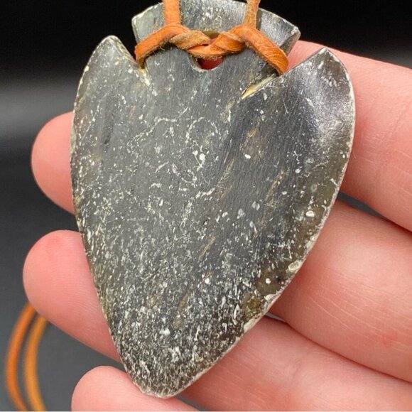 Carved Soapstone Dagger Shaped Pendant Necklace 17in - Picture 8 of 16